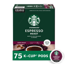 Starbucks K-Cup Espresso Roast pods for Keurig, bold flavor and convenience.