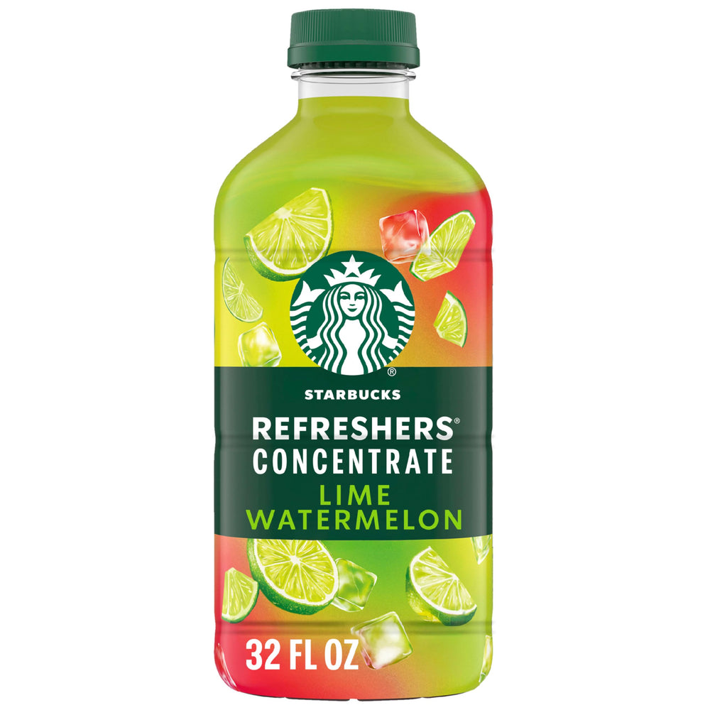 Starbucks Lime Watermelon Refreshers concentrate bottle ready for refreshing drinks