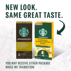 Starbucks by Nespresso Blonde capsules close-up highlighting recyclable aluminum.