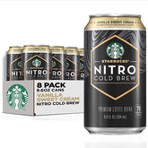 Starbucks Nitro Cold Brew Vanilla Sweet Cream can closeup with creamy texture hints