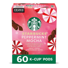 Starbuck Peppermint Mocha K-Cup pods packaging for a festive gift set