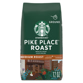 Starbucks Pike Place Ground Coffee bag, 12 oz for everyday brewing.