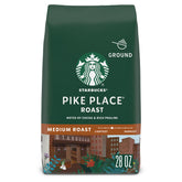 Starbucks Pike Place ground coffee 28oz bag for everyday brewing.