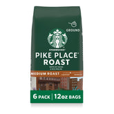 Starbucks Pike Place Roast ground coffee front packaging for everyday brewing