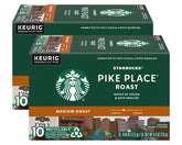 Starbucks Pike Place Roast K-Cups box-front highlights a balanced medium roast for everyday coffee.
