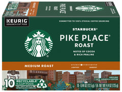Starbucks Pike Place Roast K-Cups cup-steam image conveys inviting aroma and a smooth sip.