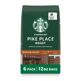 Starbucks Pike Place Roast whole beans six-pack for home grinding and brewing