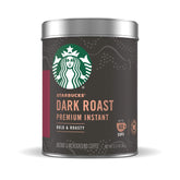 Starbucks Premium Instant Coffee dark roast tin for a bold home brew