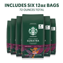 Starbucks Sumatra dark roast coffee bean closeup highlighting bold full-bodied flavor