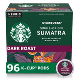Starbucks Sumatra dark roast K-Cup pod, bold flavor for Keurig mornings.