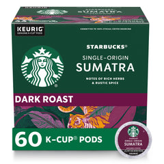 Starbucks Sumatra dark roast K-Cups box for convenient Keurig brewing