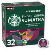 Starbucks Sumatra dark roast K-Cup pods deliver bold, consistent cups.