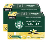 Starbucks Vanilla K-Cup Pods box front, brand visibility for easy purchase