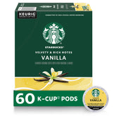 Starbucks Vanilla K-Cup pods box for convenient premium coffee at home.