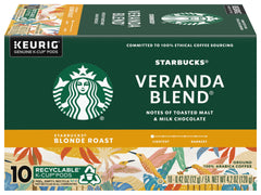 Starbucks Veranda Blonde K-Cup packaging, convenient 2 x 10-count packs.