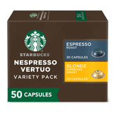 Starbucks Vertuo variety-pack Blonde and Espresso boxed for convenient at-home tastings.