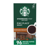 Starbucks VIA Pike Place roast coffee packets ready for a quick, flavorful cup.