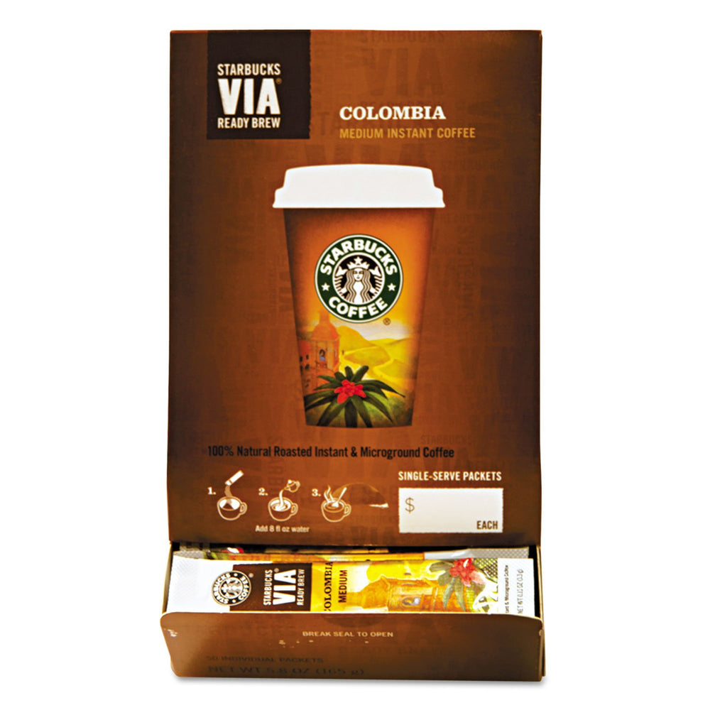 Starbucks VIA Ready Brew Colombia Coffee pack 50, convenient single-serve for quick mornings