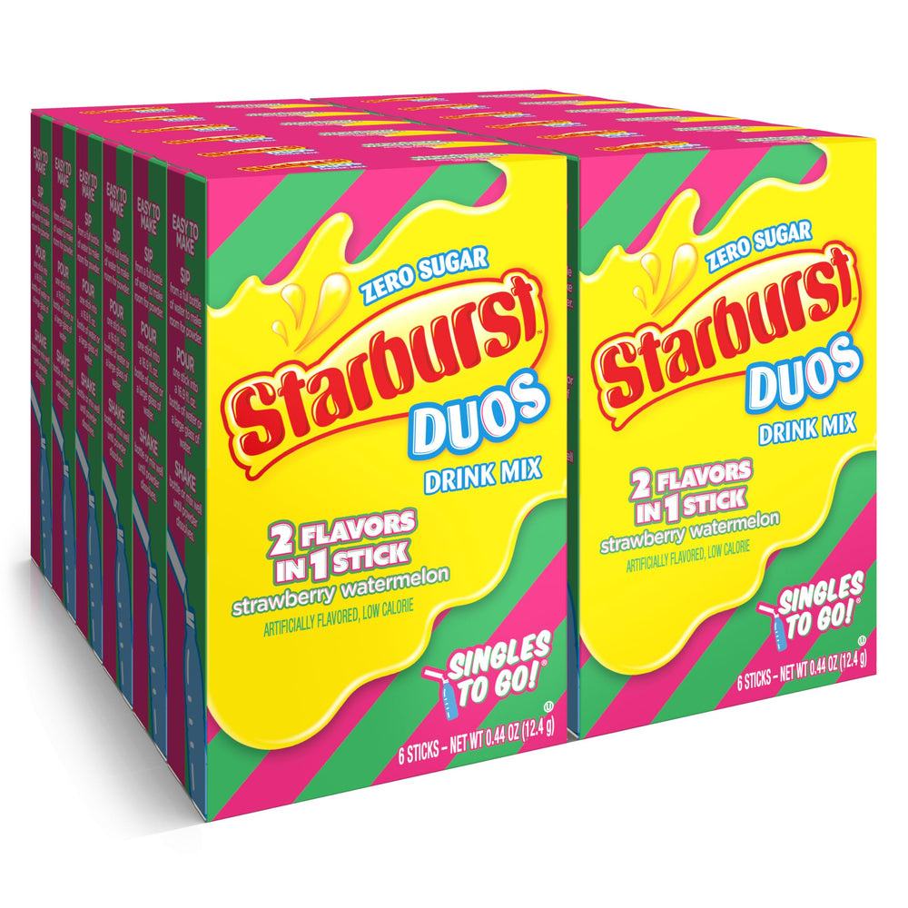 Starburst Duos Singles To Go box packaging for easy on-the-go flavor