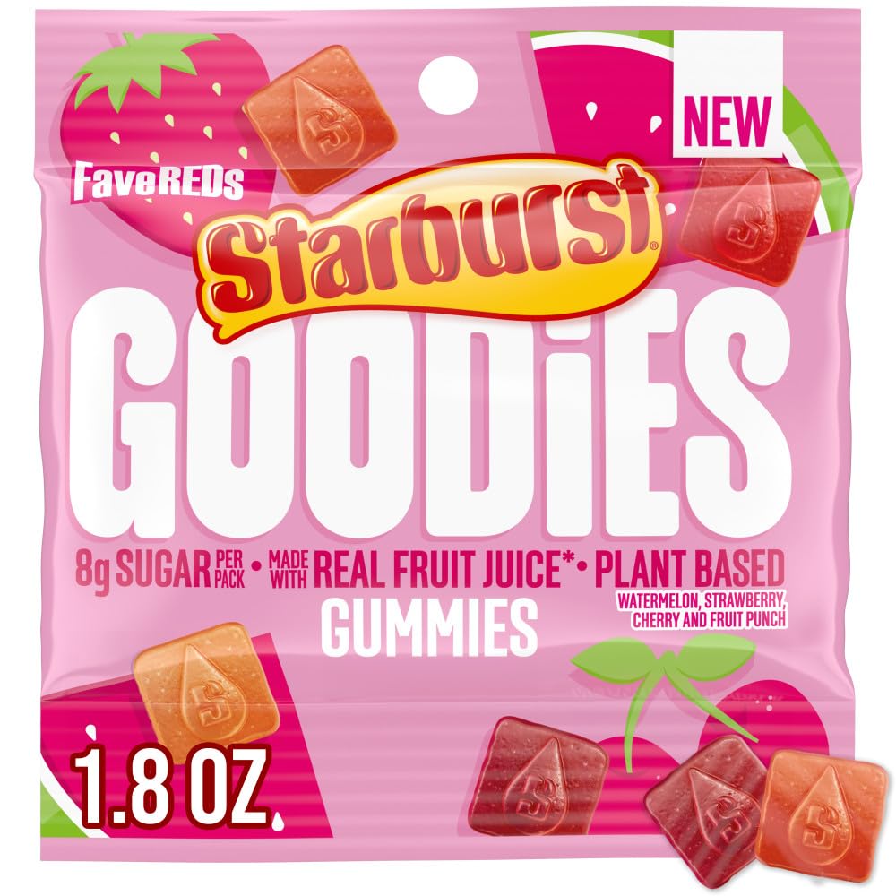 STARBURST GOODIES FaveREDS in a bag for convenient plant-based snacking.