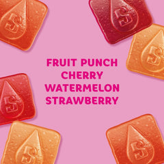 Starburst Goodies FaveREDS textured gummies close-up showing chewy candy texture.