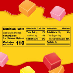 Starburst Original Minis bag back showing flavor information and reseal tab.
