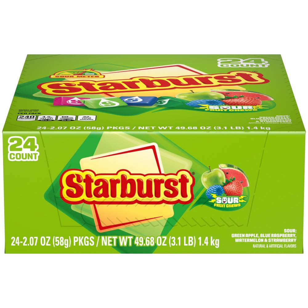 STARBURST Sour Chewy Candy 24-pack front view for shareable office candy bowls.