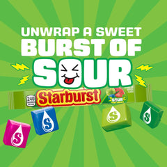 STARBURST Sour Chewy Candy flavors assortment packaging closeup showing the full-size pack.