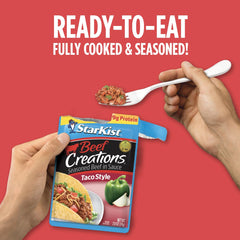 StarKist Beef Creations on tortillas demonstrating easy protein-packed tacos