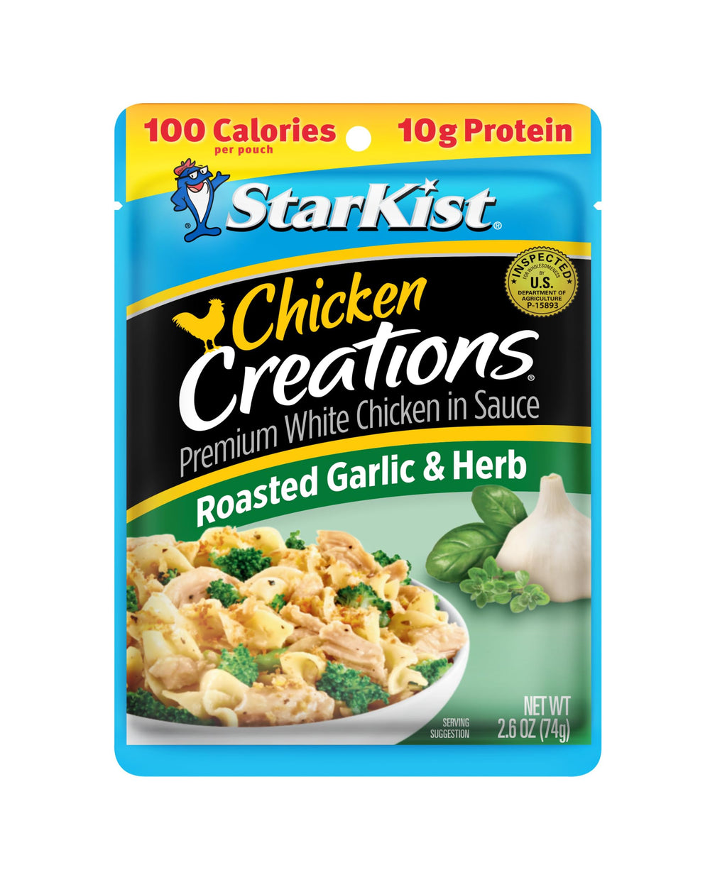 StarKist Chicken Creations Roasted Garlic & Herb pouch—protein-rich, ready-to-eat convenience.