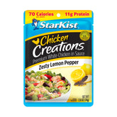StarKist Chicken Creations Zesty Lemon Pepper pouch ready-to-eat with lean protein.