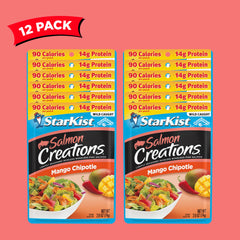StarKist Salmon Creations Mango Chipotle pouch, gluten-free and convenient snack.