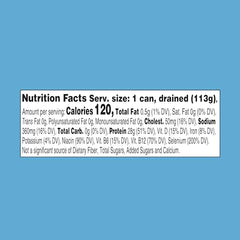 StarKist Solid Light Tuna in Water can back label; pantry-friendly packaging.