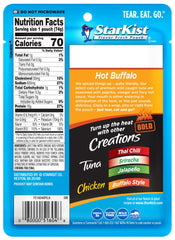 StarKist Bold Hot Buffalo pouch pack on kitchen counter, convenient lunch option