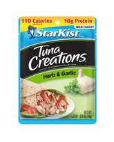 StarKist Tuna Creations Herb & Garlic pouch ready-to-eat for salads.