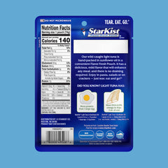 StarKist wild-caught tuna in sunflower oil pouch ideal for quick meals.