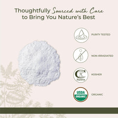 Starwest Botanicals arrowroot powder label, showcasing organic and kosher certifications.