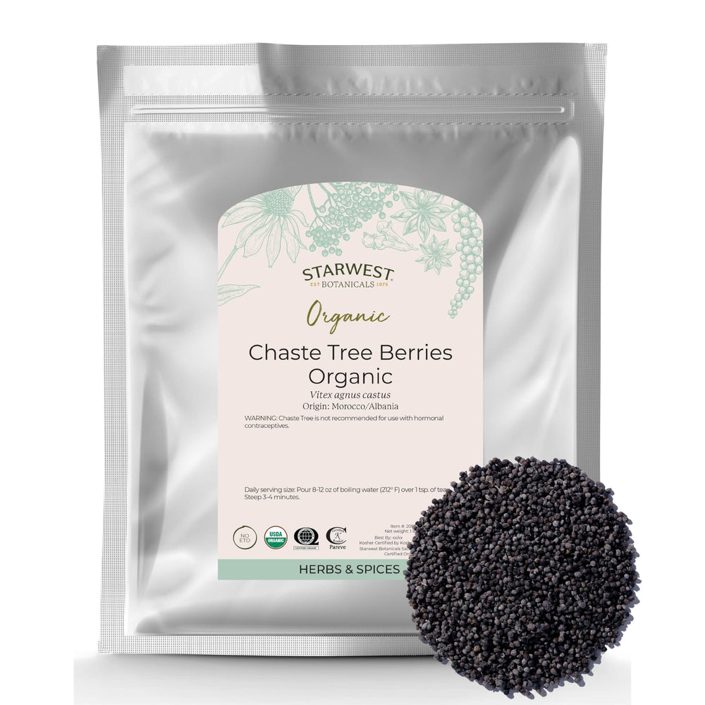 Starwest Botanicals chaste tree berries organic dried form ideal for tea brewing