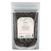Starwest Botanicals Organic Plantain Leaf bag label, ready for tea