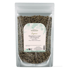 Starwest Botanicals Organic Raspberry Leaf Tea pouch showing premium packaging and purity
