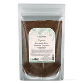 Starwest Botanicals Rhubarb Root Powder bag on kitchen counter for versatile culinary uses.