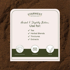 Starwest Botanicals Rhubarb Root Powder in teacup, delivering warm earthy notes.