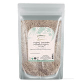 Starwest Botanicals slippery elm bark powder packaging showcasing organic quality for tea preparation