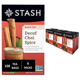 Stash Decaf Chai Spice tea bag closeup showing rich aroma and caffeine-free option