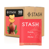 Stash Peach Black Tea box with 100 bags for daily brewing.