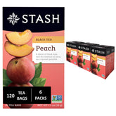 Stash Peach Black Tea boxes offer convenient daily portions.