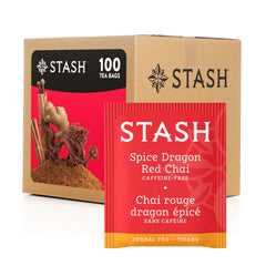 Stash Spice Dragon Red Chai tea bags for a soothing caffeine-free cup