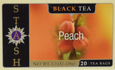 Stash Tea Peach Black Tea box with 20 bags for easy daily brewing.