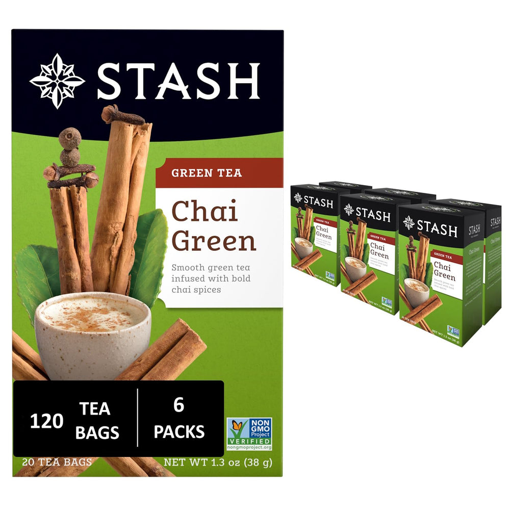Stash chai green tea box front view highlighting packaging and premium ingredients