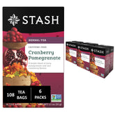 Stash Tea Cranberry Pomegranate tea bags in a bright gift box for a caffeine-free daily ritual.